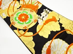 リサイクル　鼓に桐・菊模様織出し袋帯